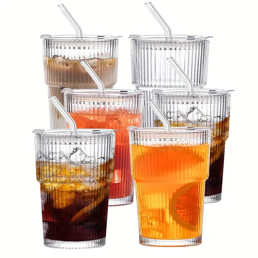 12 ounce iced coffee cup with lid and straw